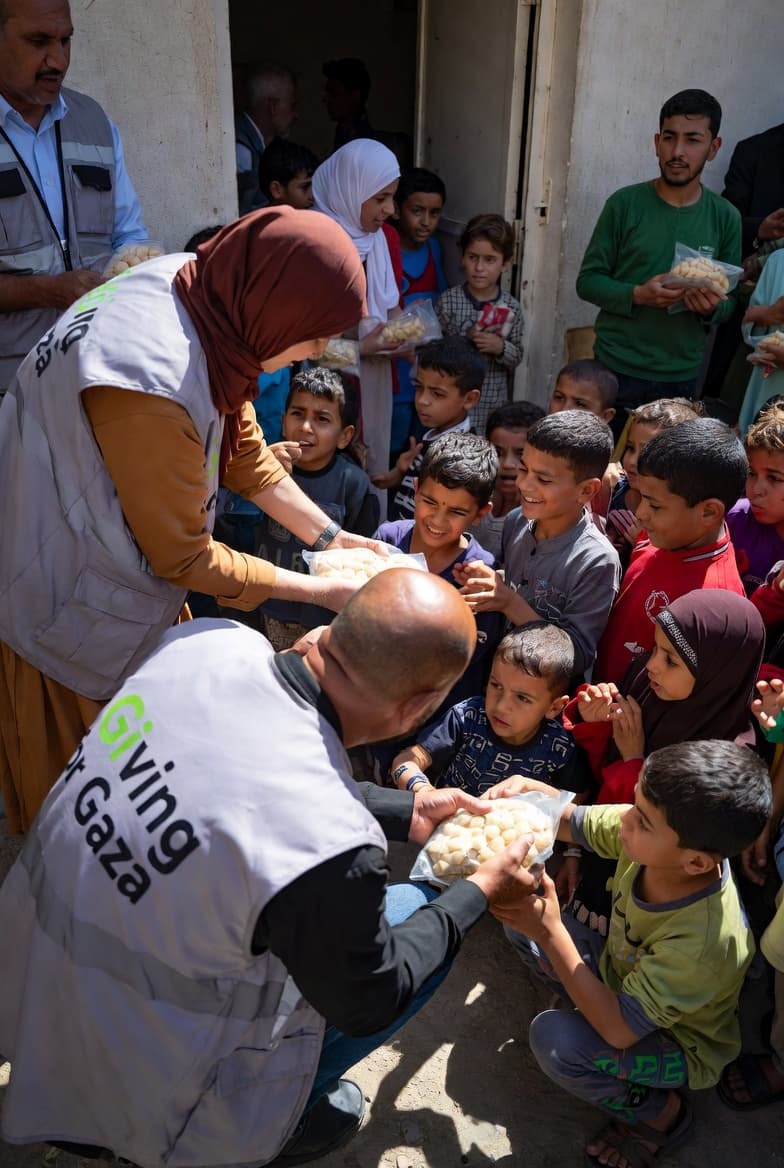Giving for Gaza team distributing support